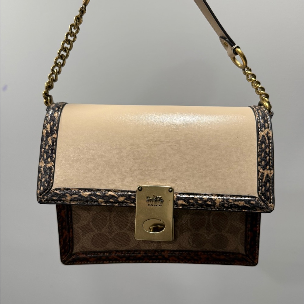 Coach Signature Hutton Convertible Crossbody Shoulder - Snakeskin Color Block - Picture 2 of 11